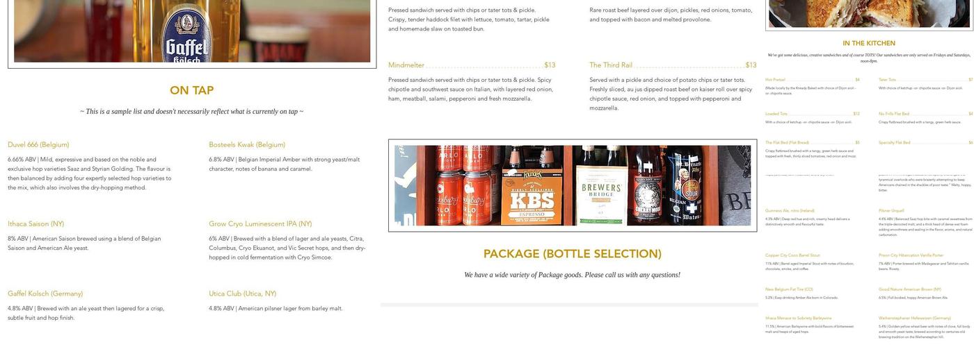 The Beer Hub Menu