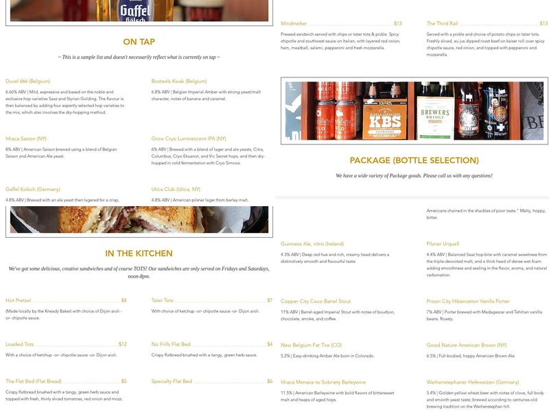 The Beer Hub Menu