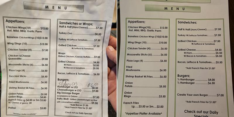 Kennedy's Tavern Menu