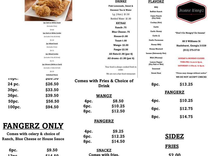 Insane Wangz Menu