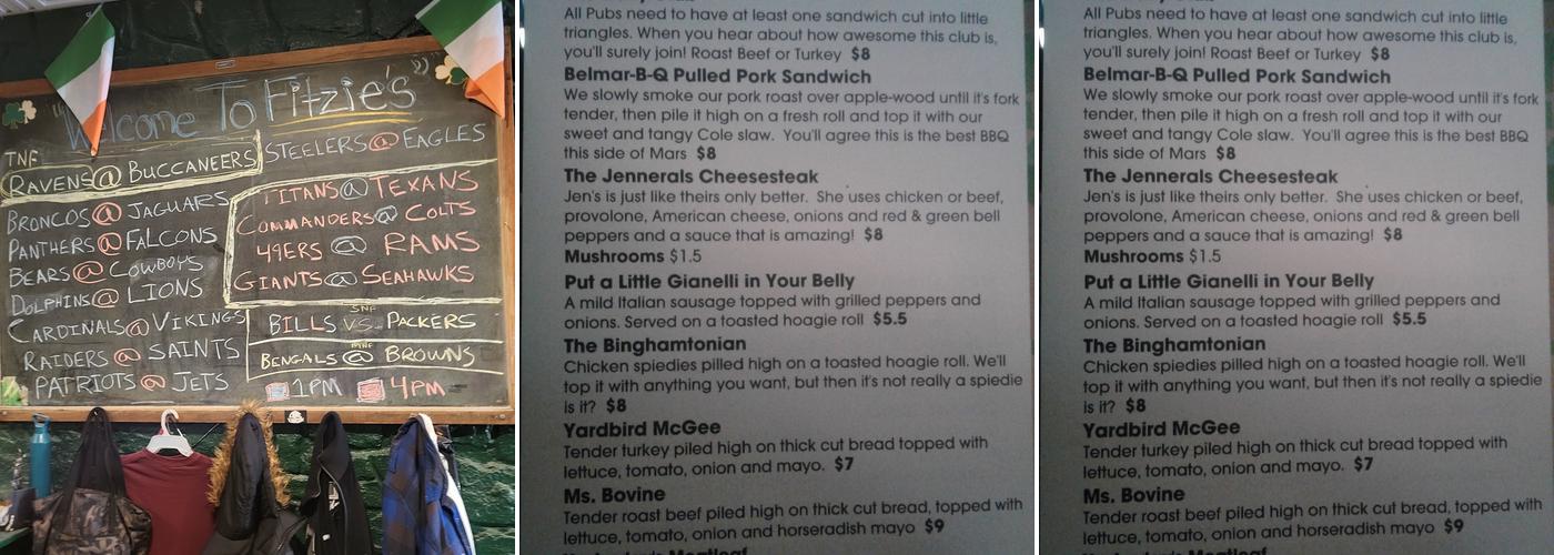 Fitzie's Pub Menu