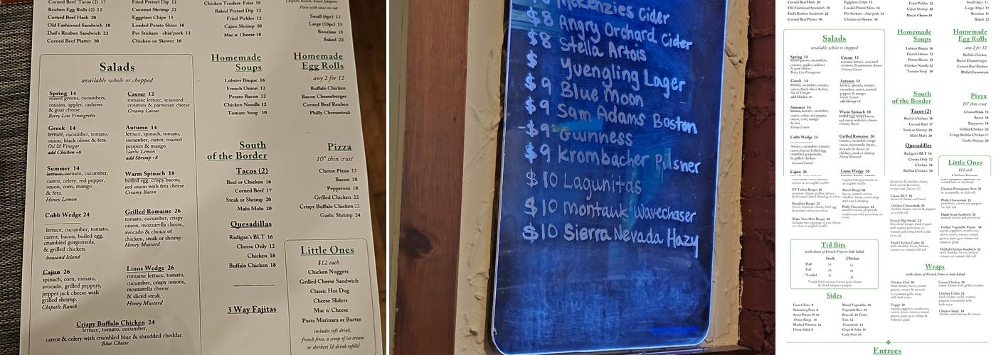 Radigan's Pub And Casual Dining Menu