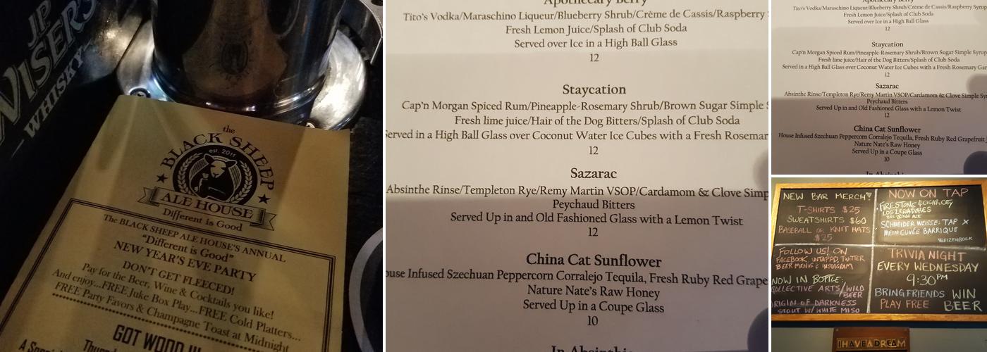 The Black Sheep Ale House Menu