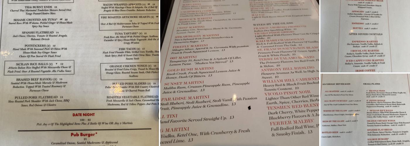 Bar Petite Menu