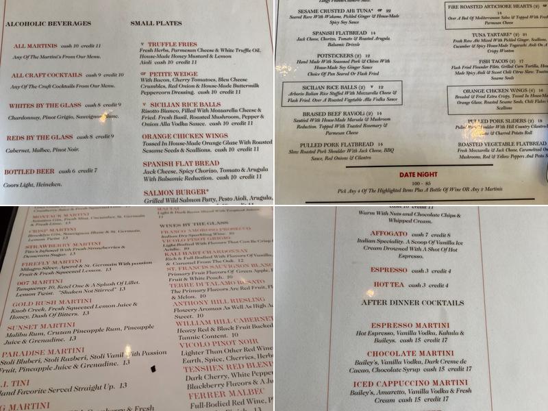 Bar Petite Menu