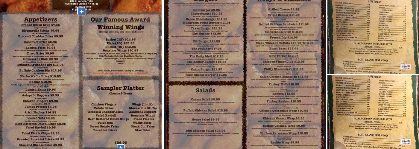 Instant Replay Sports Bar Menu