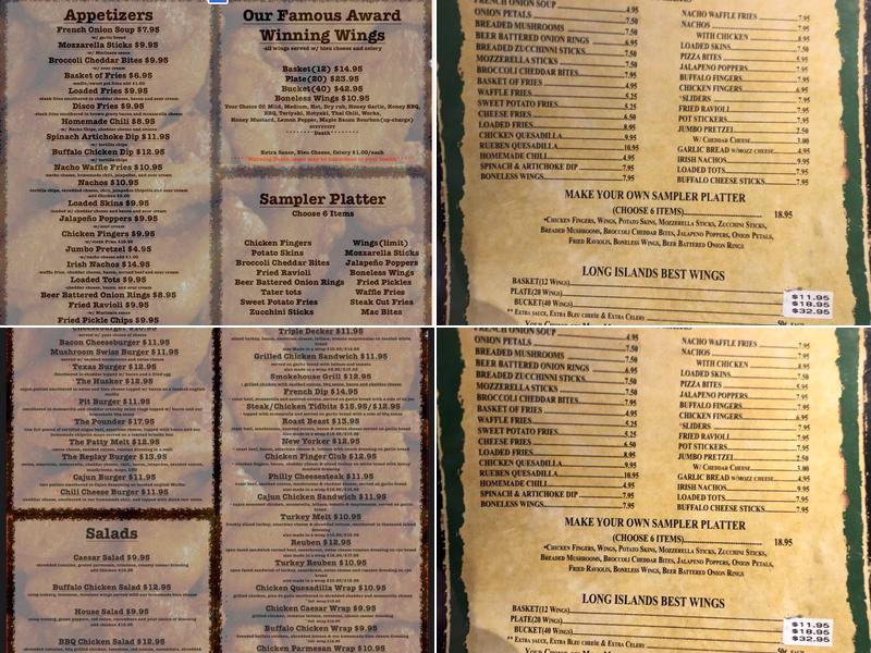 Instant Replay Sports Bar Menu