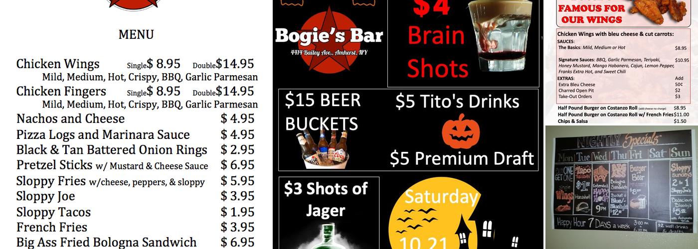 Bogie's Tavern Menu