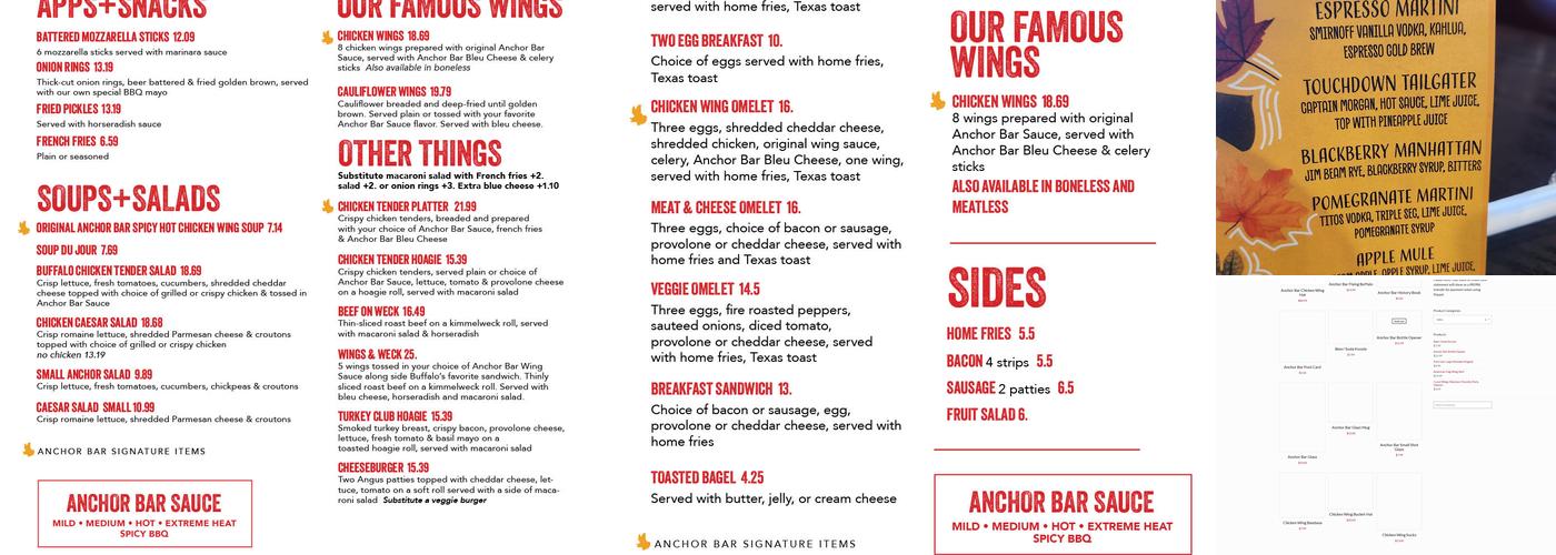 Anchor Bar Menu
