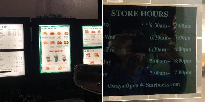 Starbucks Coffee Company Menu