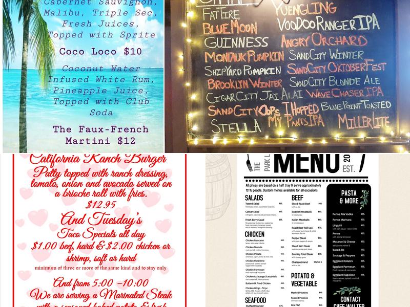 The Park Lounge Menu