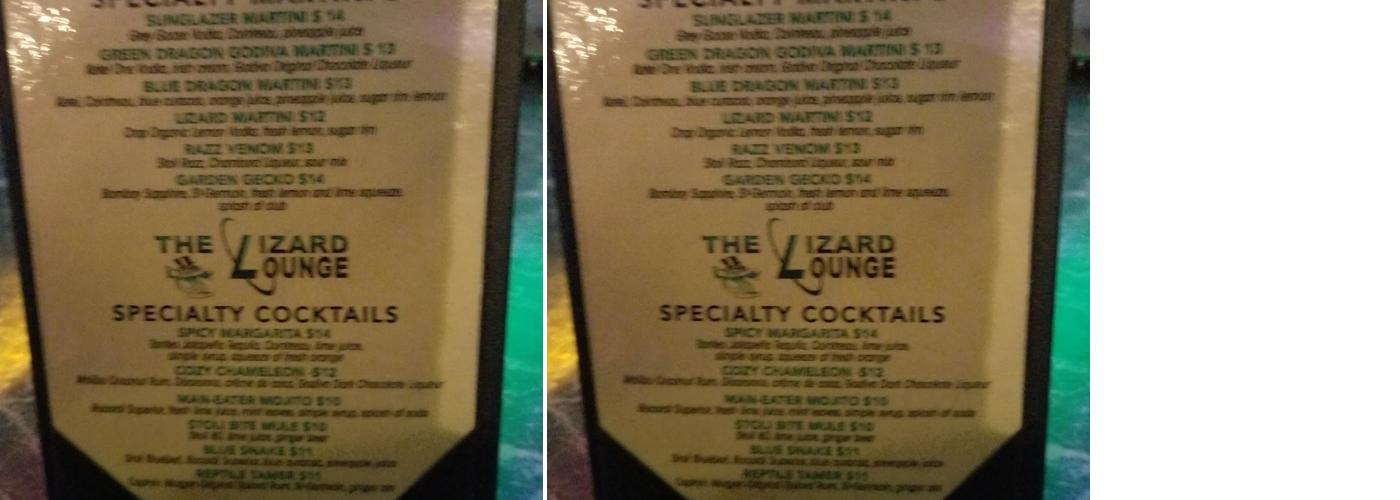 Lizard Lounge Menu