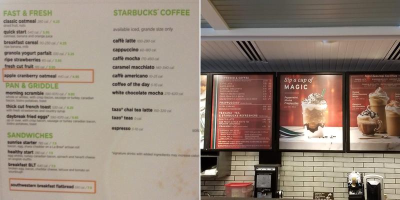 Starbucks Menu