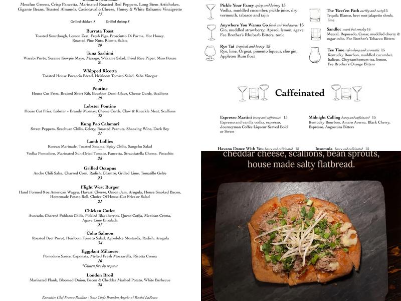 Flight West Menu