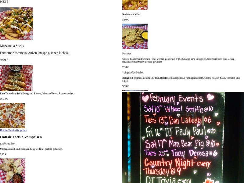 The 33 Speakeasy Grill Menu