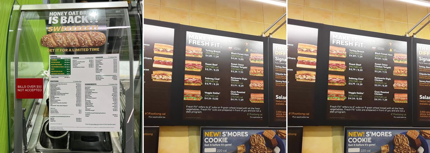 Subway Menu