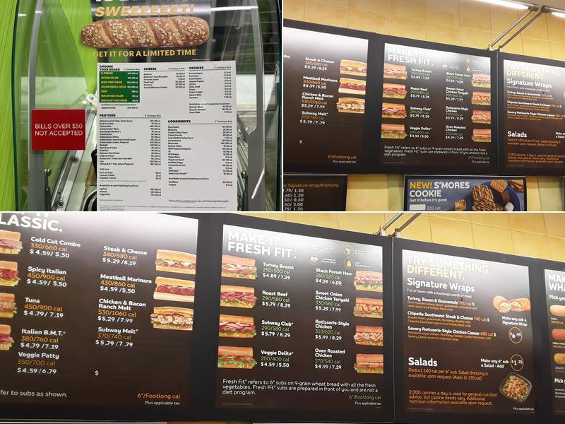 Subway Menu