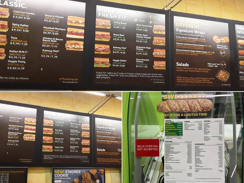 Subway Menu