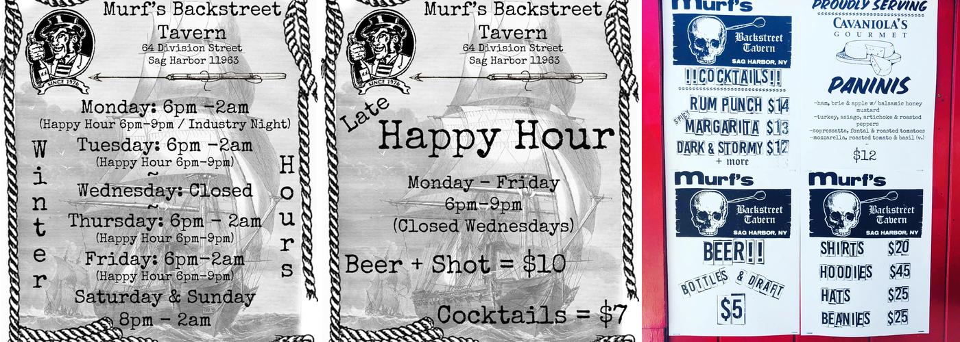 Murf’s Backstreet Tavern Menu