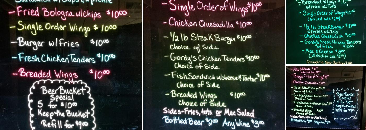 Gordy's Inn Too Menu