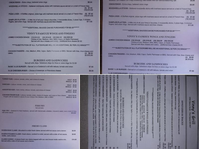 Vinny's Menu
