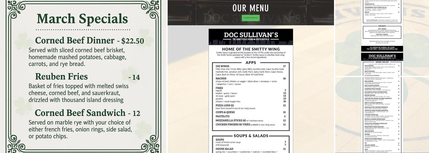 Doc Sullivan's Menu