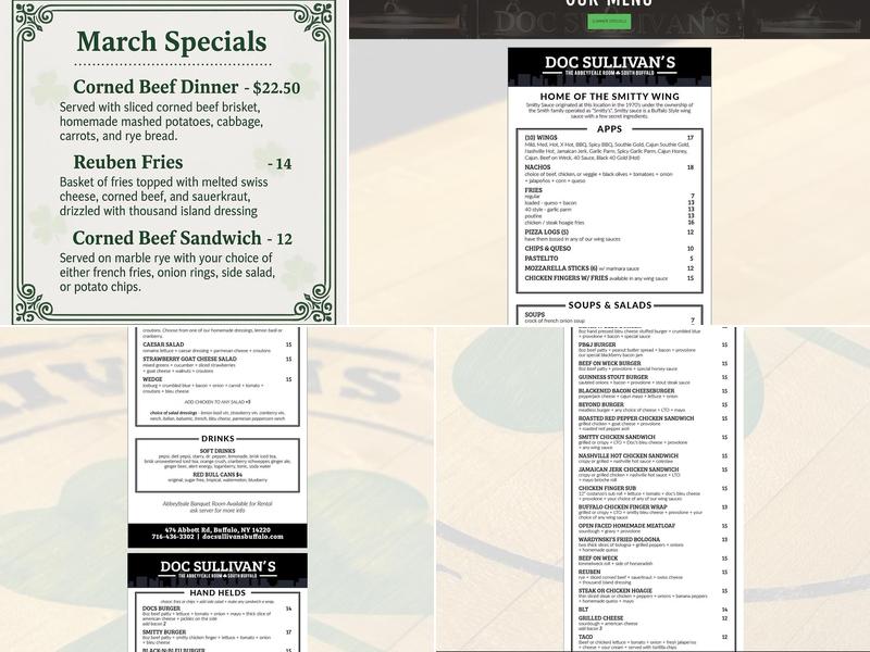 Doc Sullivan's Menu