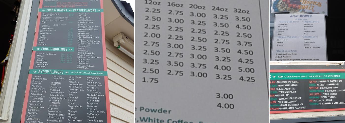 High Mountain Coffee Menu