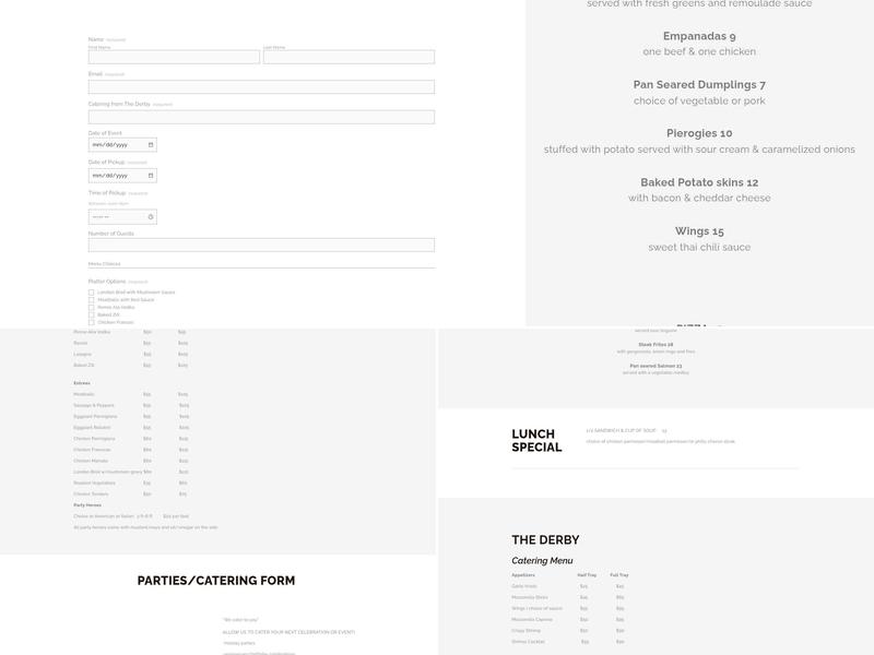 The Derby Poughkeepsie Menu