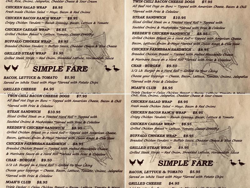 Noah's Ark Menu