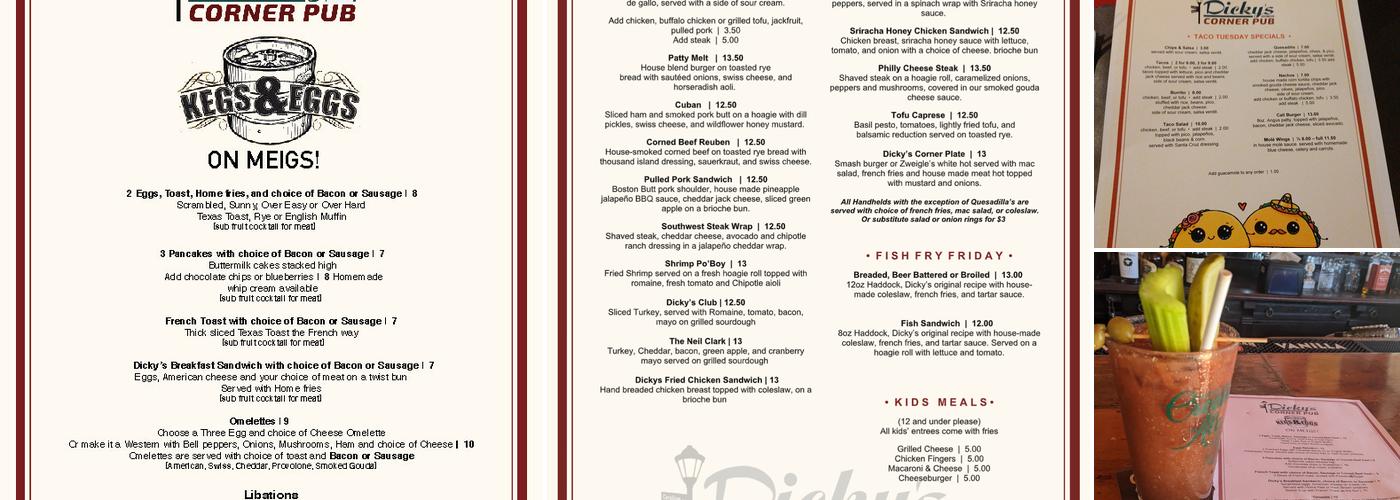 Dicky's Corner Pub Menu