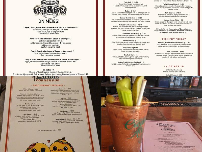 Dicky's Corner Pub Menu