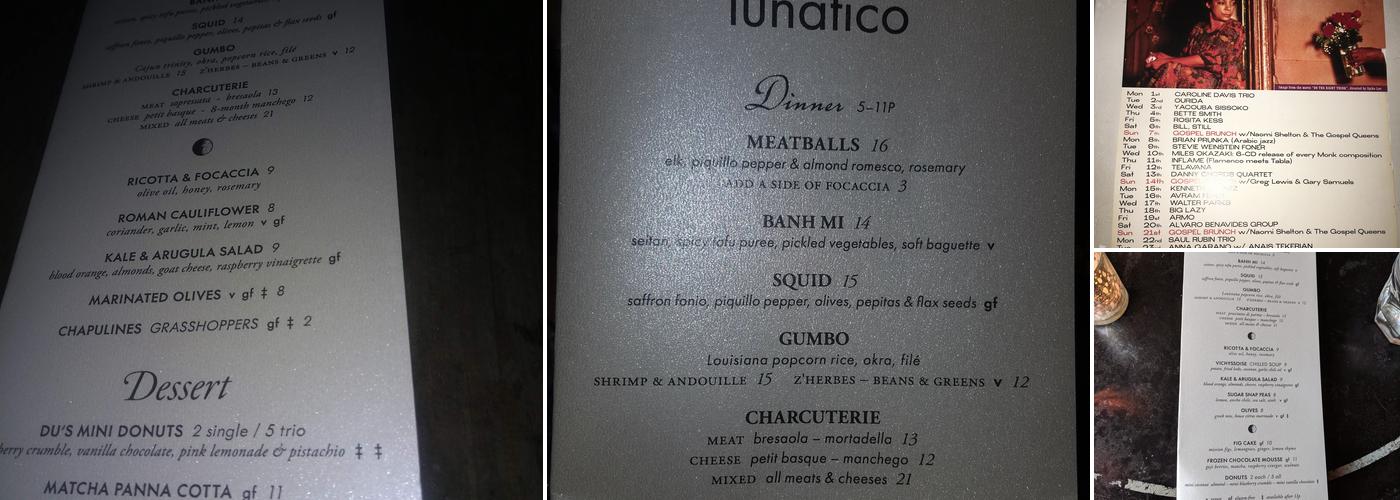 LunÀtico Menu
