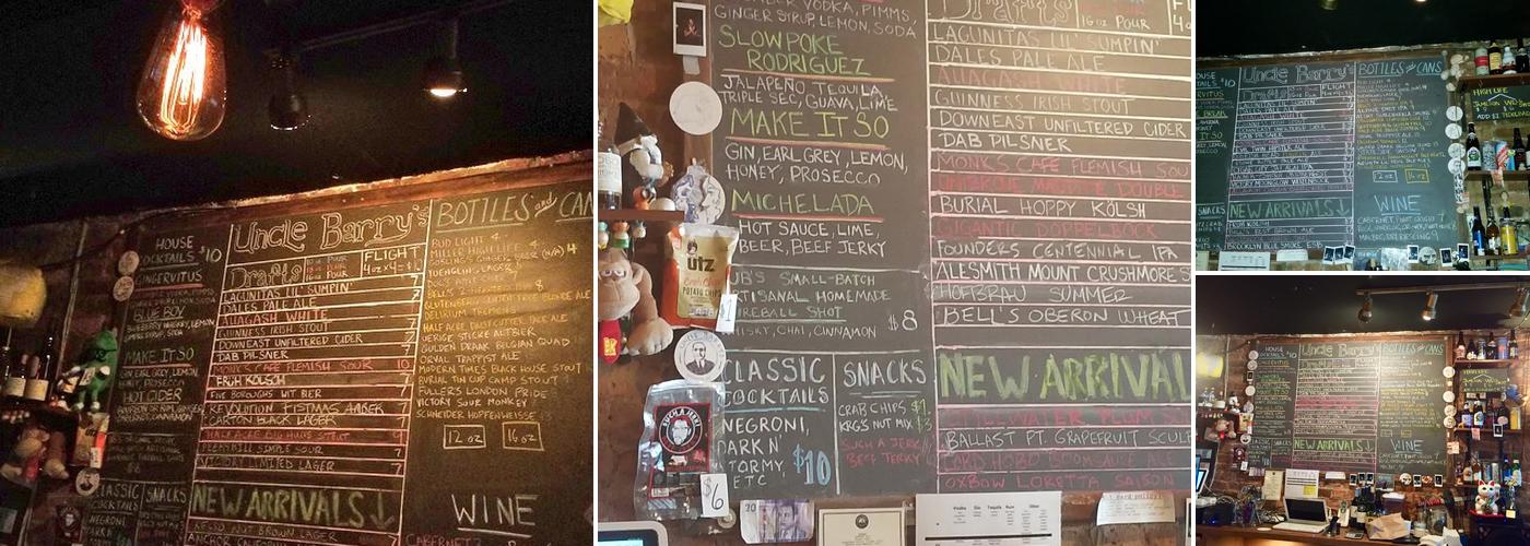 Uncle Barry's Menu