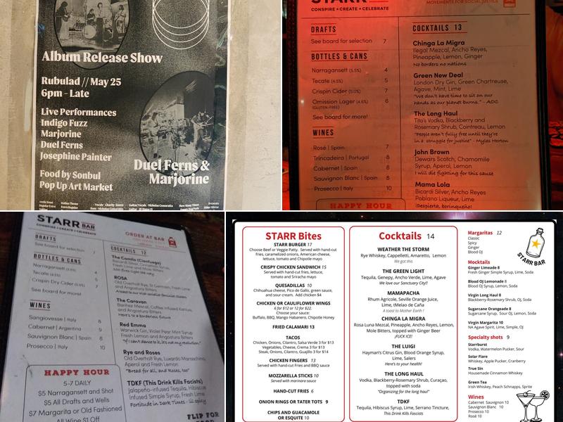 Starr Bar Menu