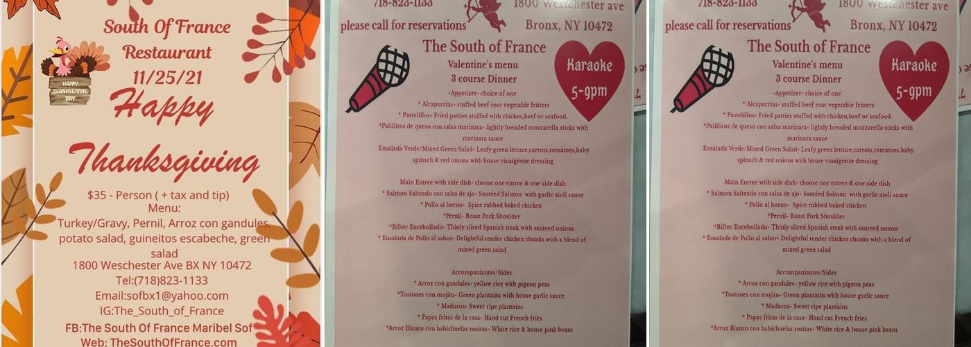 The South of France Menu