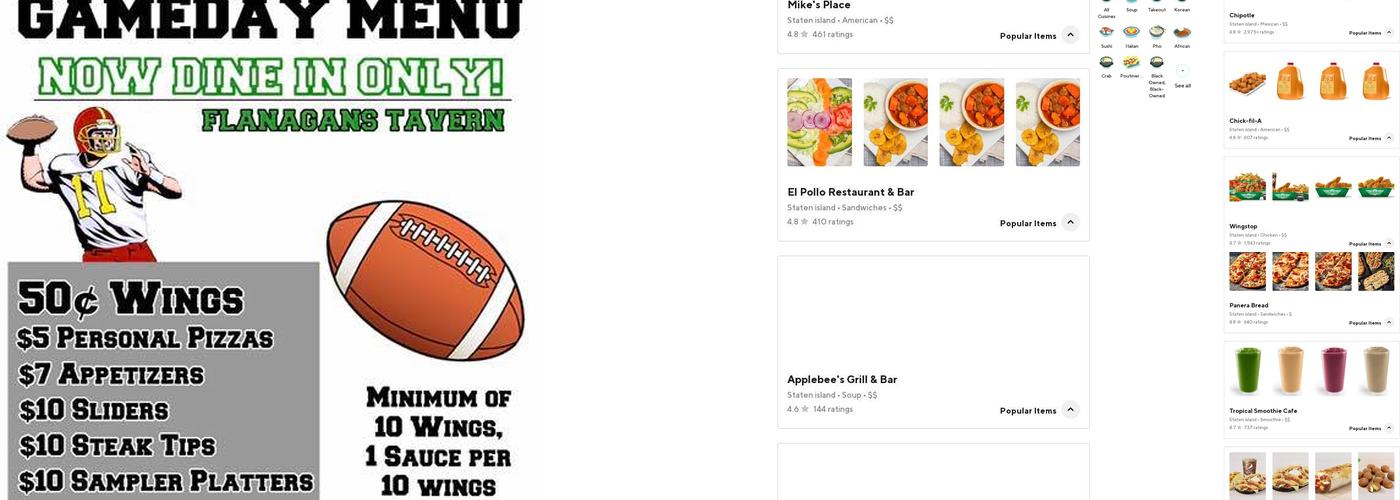 JD’S Tavern Menu