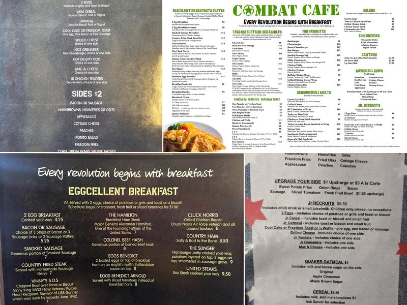 Combat Cafe Menu