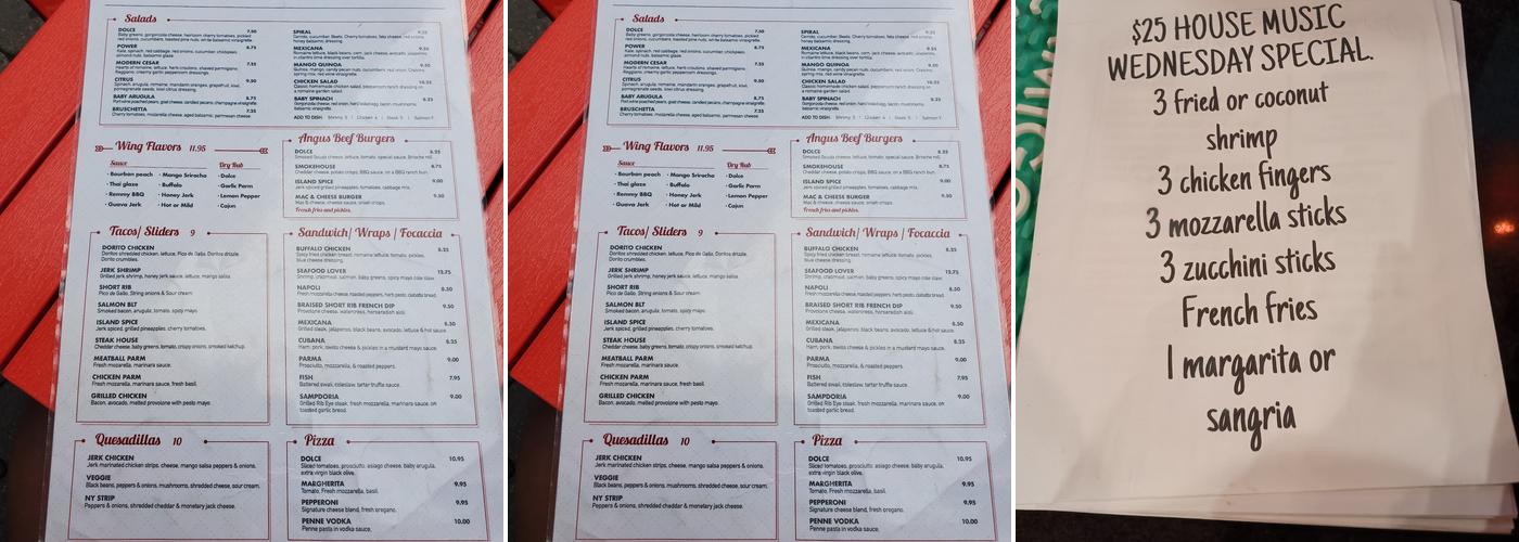 Dolce Menu