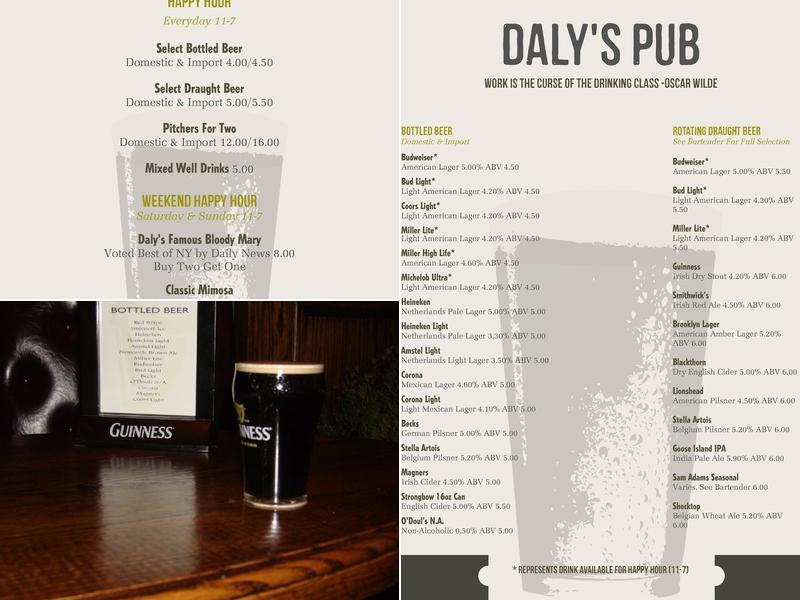 Daly's Pub Menu