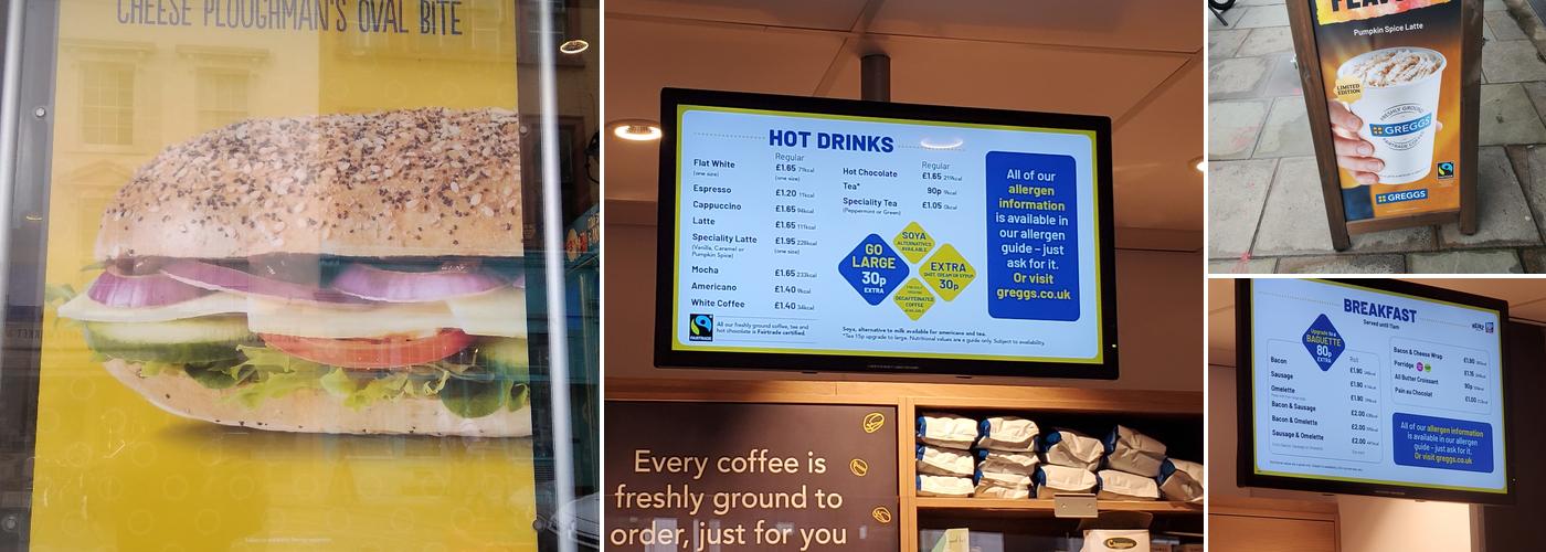 Greggs Menu