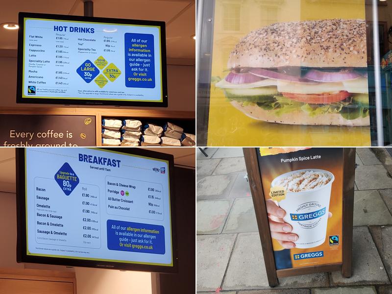 Greggs Menu