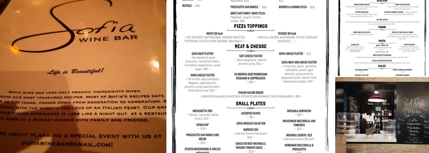 Sofia Wine Bar Menu