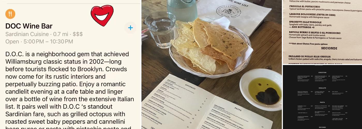 DOC Wine Bar Menu