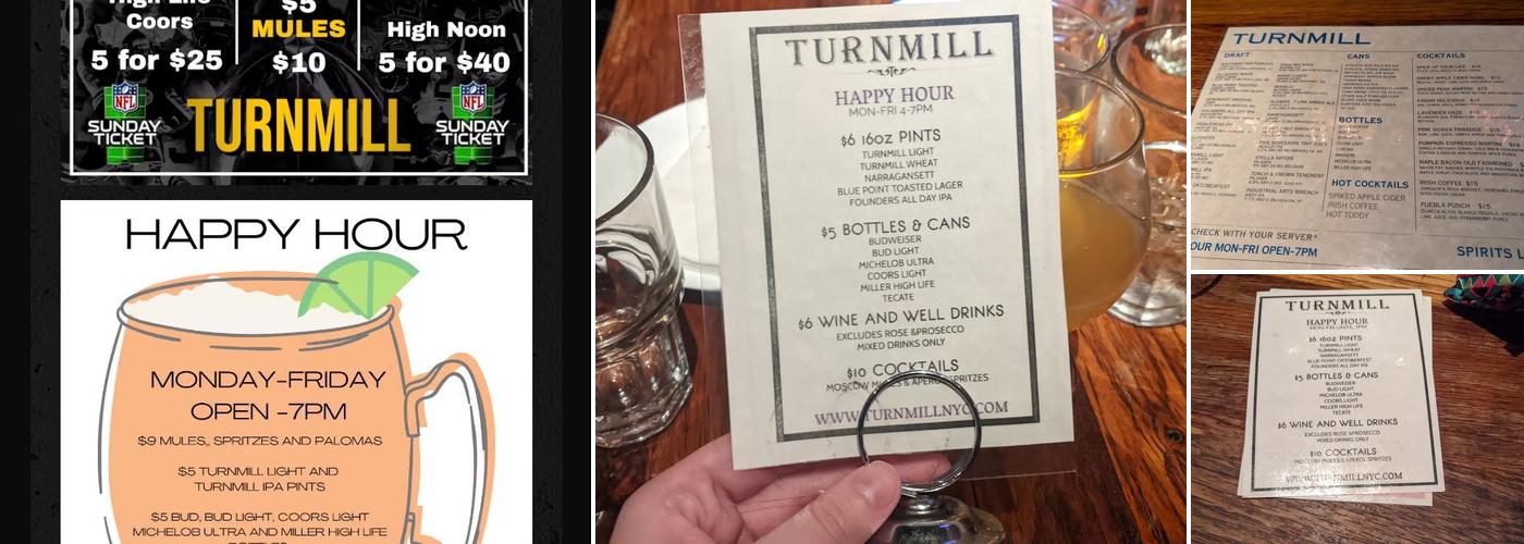 Turnmill Bar Menu