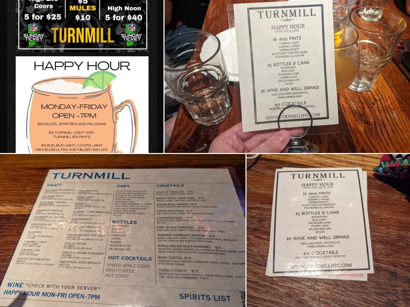 Turnmill Bar Menu