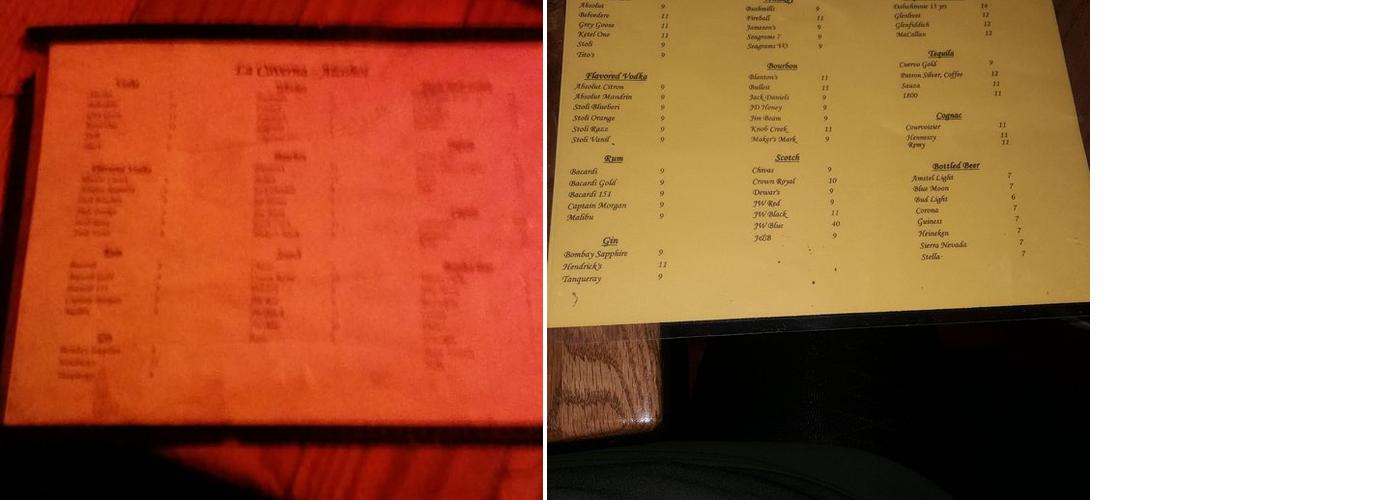 La Caverna Menu