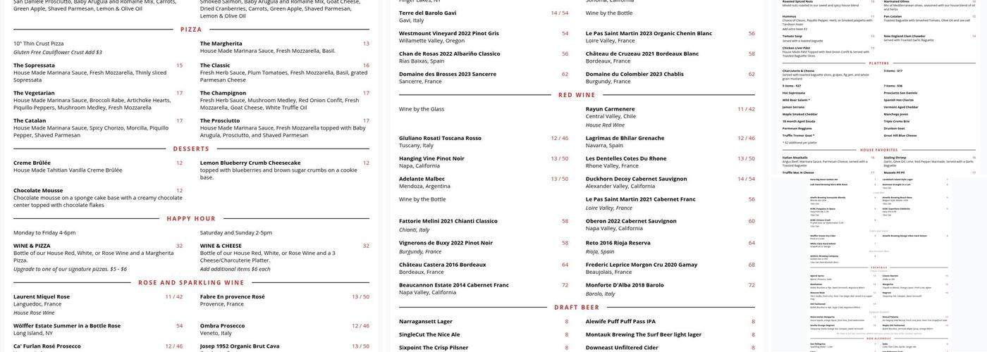 Claret Wine Bar Menu