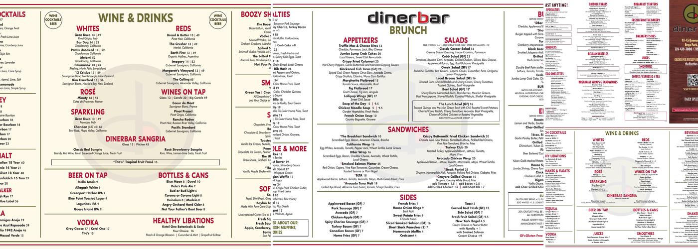 Diner Bar Menu