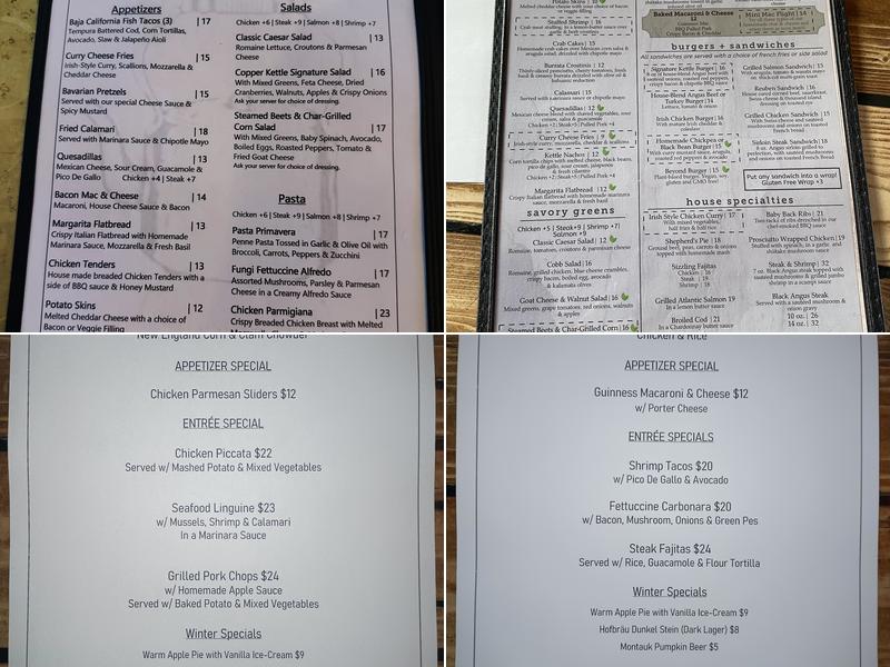 Copper Kettle Bar & Restaurant Menu